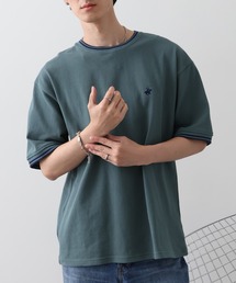 【Beverly Hills Polo Club/ビバリーヒルズ ポロクラブ】ロゴ刺繍 リブライン 鹿の子 クルーネック Tシャツ