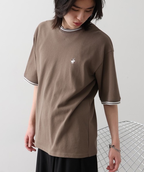 BEVERLY HILLS POLO CLUB（ビバリーヒルズポロクラブ）の「【Beverly Hills Polo Club/ビバリーヒルズ ポロクラブ】ロゴ刺繍 リブライン 鹿の子 クルーネック Tシャツ（Tシャツ/カットソー・メンズ・ブラック/グリーン/ホワイト/ネイビー/オリーブ/サックスブルー・M/L/LL）」の19枚目の写真