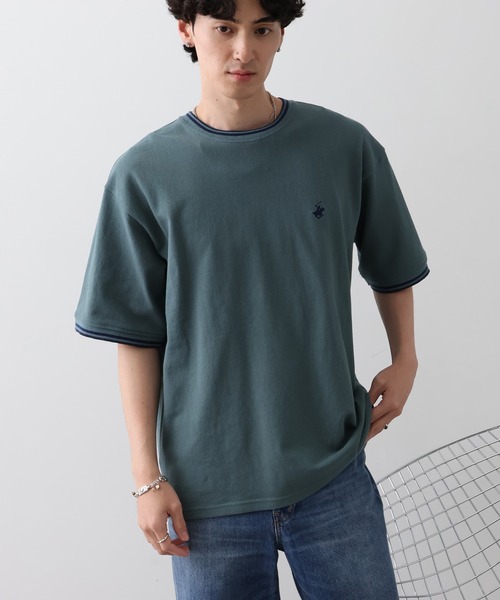 BEVERLY HILLS POLO CLUB（ビバリーヒルズポロクラブ）の「【Beverly Hills Polo Club/ビバリーヒルズ ポロクラブ】ロゴ刺繍 リブライン 鹿の子 クルーネック Tシャツ（Tシャツ/カットソー・メンズ・ブラック/グリーン/ホワイト/ネイビー/オリーブ/サックスブルー・M/L/LL）」の15枚目の写真