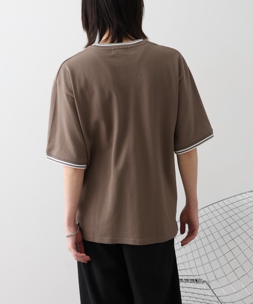 BEVERLY HILLS POLO CLUB（ビバリーヒルズポロクラブ）の「【Beverly Hills Polo Club/ビバリーヒルズ ポロクラブ】ロゴ刺繍 リブライン 鹿の子 クルーネック Tシャツ（Tシャツ/カットソー・メンズ・ブラック/グリーン/ホワイト/ネイビー/オリーブ/サックスブルー・M/L/LL）」の18枚目の写真