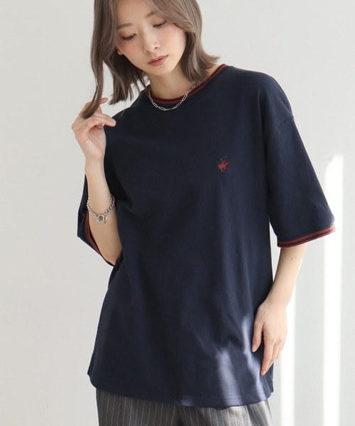 BEVERLY HILLS POLO CLUB（ビバリーヒルズポロクラブ）の「【Beverly Hills Polo Club/ビバリーヒルズ ポロクラブ】ロゴ刺繍 リブライン 鹿の子 クルーネック Tシャツ（Tシャツ/カットソー・メンズ・ブラック/グリーン/ホワイト/ネイビー/オリーブ/サックスブルー・M/L/LL）」の22枚目の写真