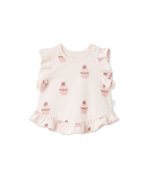 gelato pique(ジェラートピケ)の「【BABY】カップケーキ柄Tシャツ(その他ベビーウェア・キッズ・ピンク・80)」の1枚目の写真