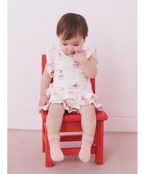 gelato pique(ジェラートピケ)の「【BABY】カップケーキ柄Tシャツ(その他ベビーウェア・キッズ・ピンク・80)」の2枚目の写真