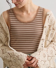 Crisp（クリスプ）の「チュールボーダーリブタンク（タンクトップ）」