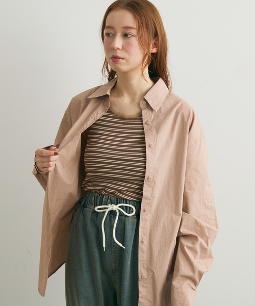 Crisp（クリスプ）の「チュールボーダーリブタンク（タンクトップ・レディース・ブラウン/アイボリー・FREE）」の5枚目の写真