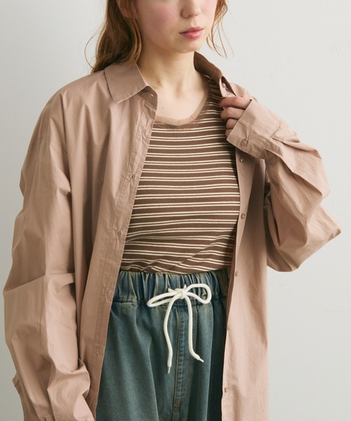 Crisp（クリスプ）の「チュールボーダーリブタンク（タンクトップ・レディース・ブラウン/アイボリー・FREE）」の6枚目の写真