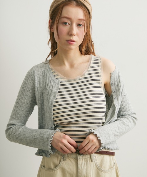 Crisp（クリスプ）の「チュールボーダーリブタンク（タンクトップ・レディース・ブラウン/アイボリー・FREE）」の12枚目の写真