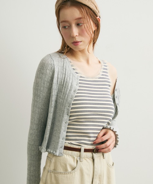 Crisp（クリスプ）の「チュールボーダーリブタンク（タンクトップ・レディース・ブラウン/アイボリー・FREE）」の13枚目の写真