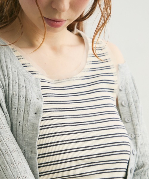 Crisp（クリスプ）の「チュールボーダーリブタンク（タンクトップ・レディース・ブラウン/アイボリー・FREE）」の16枚目の写真