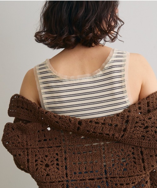 Crisp（クリスプ）の「チュールボーダーリブタンク（タンクトップ・レディース・ブラウン/アイボリー・FREE）」の10枚目の写真