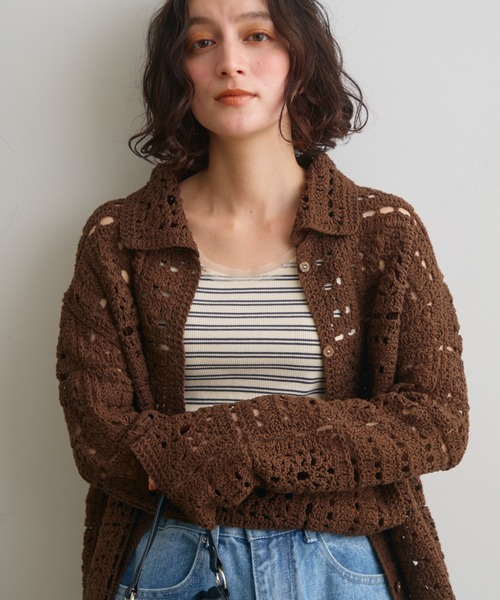 Crisp（クリスプ）の「チュールボーダーリブタンク（タンクトップ・レディース・ブラウン/アイボリー・FREE）」の7枚目の写真