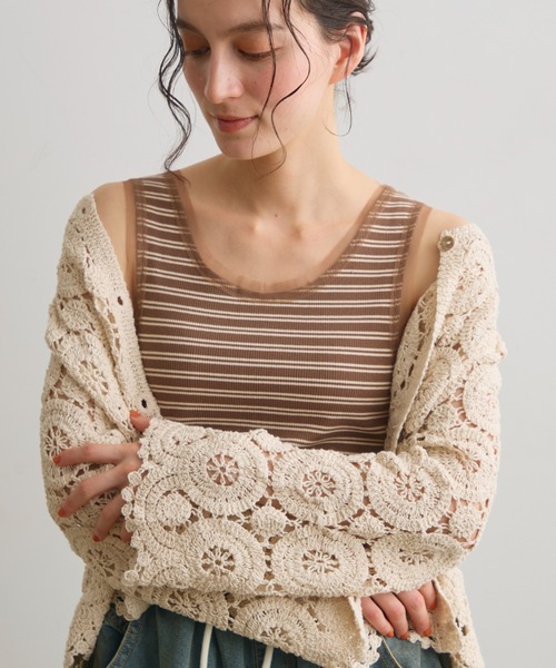 Crisp（クリスプ）の「チュールボーダーリブタンク（タンクトップ・レディース・ブラウン/アイボリー・FREE）」の17枚目の写真