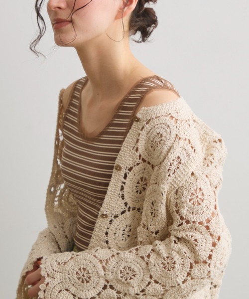 Crisp（クリスプ）の「チュールボーダーリブタンク（タンクトップ・レディース・ブラウン/アイボリー・FREE）」の18枚目の写真