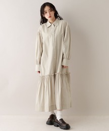 RAGEBLUE（レイジブルー）の「ボリュームスリーブ/ストライプシャツワンピース（シャツワンピース）」
