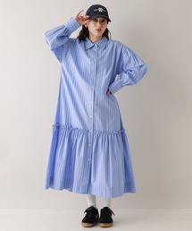 RAGEBLUE（レイジブルー）の「ボリュームスリーブ/ストライプシャツワンピース（シャツワンピース）」