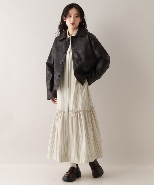 RAGEBLUE（レイジブルー）の「ボリュームスリーブ/ストライプシャツワンピース（シャツワンピース・レディース・ブルー/ベージュ・FREE）」の3枚目の写真