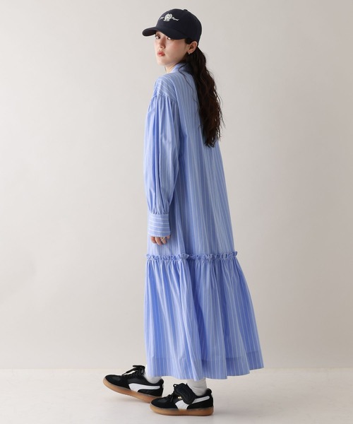 RAGEBLUE（レイジブルー）の「ボリュームスリーブ/ストライプシャツワンピース（シャツワンピース・レディース・ブルー/ベージュ・FREE）」の10枚目の写真