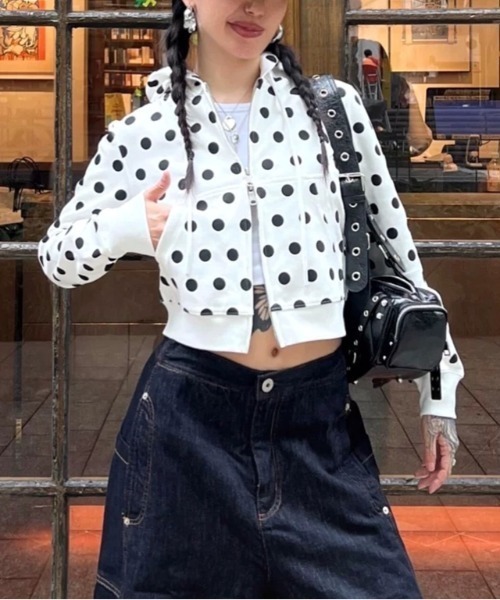 SHEENA(シーナ)の「ドットダブルジップショート丈パーカー(パーカー・レディース・ホワイト・M)」の20枚目の写真