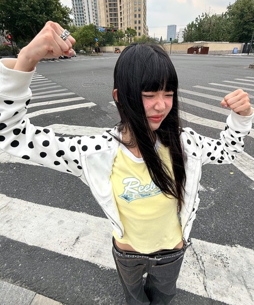 SHEENA(シーナ)の「ドットダブルジップショート丈パーカー(パーカー・レディース・ホワイト・M)」の10枚目の写真