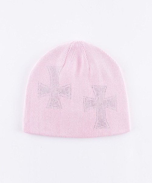 UNKNOWN LONDON(アンノウン・ロンドン)の「ビーニー|Pink Cross Rhinestone Beanie|Unknown London(ニットキャップ/ビーニー・メンズ・ピンク・FREE)」の2枚目の写真