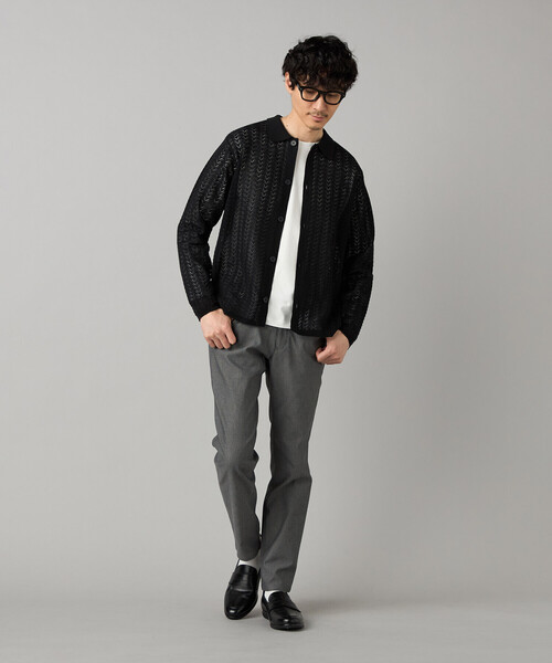 COMME CA MEN(コムサメン)の「透かし編み ポロカーディガン(カーディガン/ボレロ・メンズ・ブラック/ベージュ/ライトグレー・L/M)」の8枚目の写真
