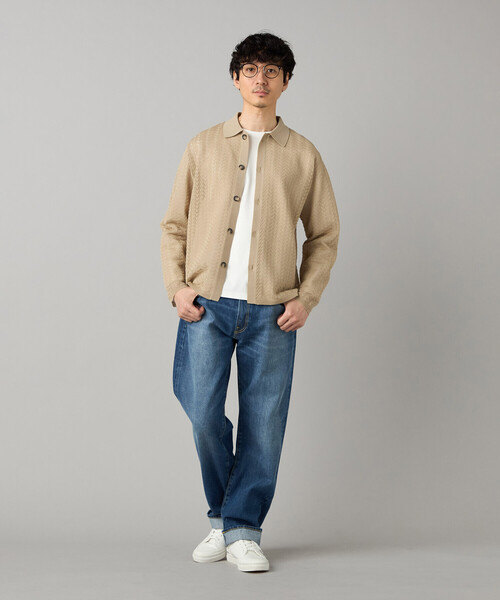 COMME CA MEN(コムサメン)の「透かし編み ポロカーディガン(カーディガン/ボレロ・メンズ・ブラック/ベージュ/ライトグレー・L/M)」の12枚目の写真