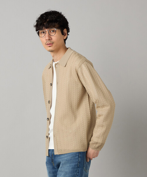 COMME CA MEN(コムサメン)の「透かし編み ポロカーディガン(カーディガン/ボレロ・メンズ・ブラック/ベージュ/ライトグレー・L/M)」の14枚目の写真