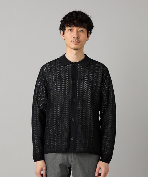 COMME CA MEN(コムサメン)の「透かし編み ポロカーディガン(カーディガン/ボレロ・メンズ・ブラック/ベージュ/ライトグレー・L/M)」の15枚目の写真