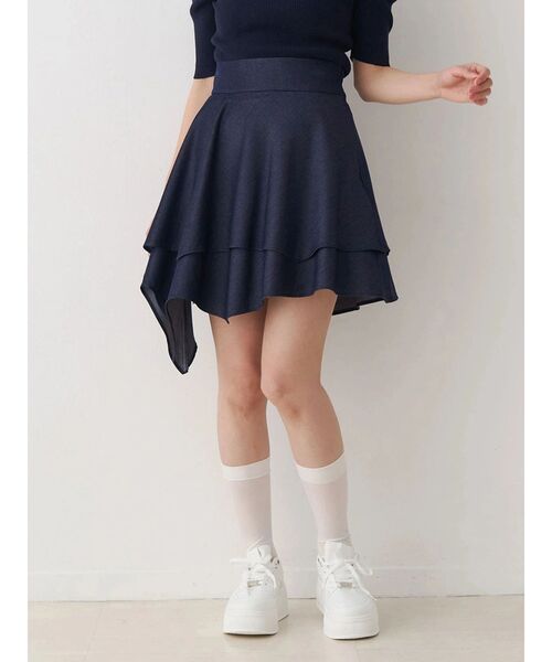 MERCURYDUO(マーキュリーデュオ)の「【セットアップ着用可】シャツランダムヘムミニスカート(スカート・レディース・ブラック/インディゴブルー・SMALL/MEDIUM)」の3枚目の写真