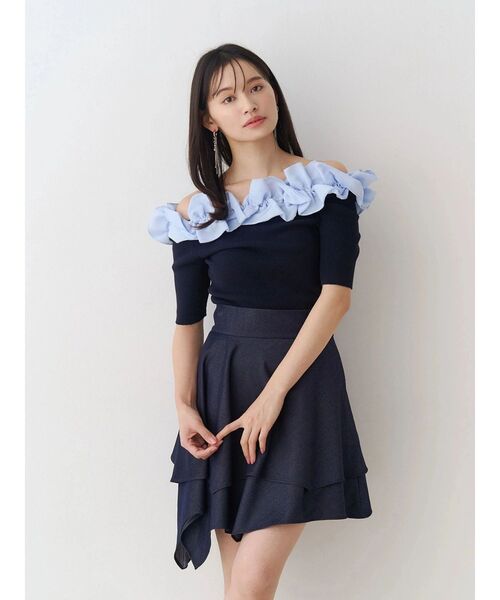 MERCURYDUO(マーキュリーデュオ)の「【セットアップ着用可】シャツランダムヘムミニスカート(スカート・レディース・ブラック/インディゴブルー・SMALL/MEDIUM)」の4枚目の写真