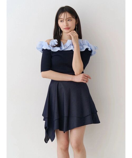 MERCURYDUO(マーキュリーデュオ)の「【セットアップ着用可】シャツランダムヘムミニスカート(スカート・レディース・ブラック/インディゴブルー・SMALL/MEDIUM)」の5枚目の写真