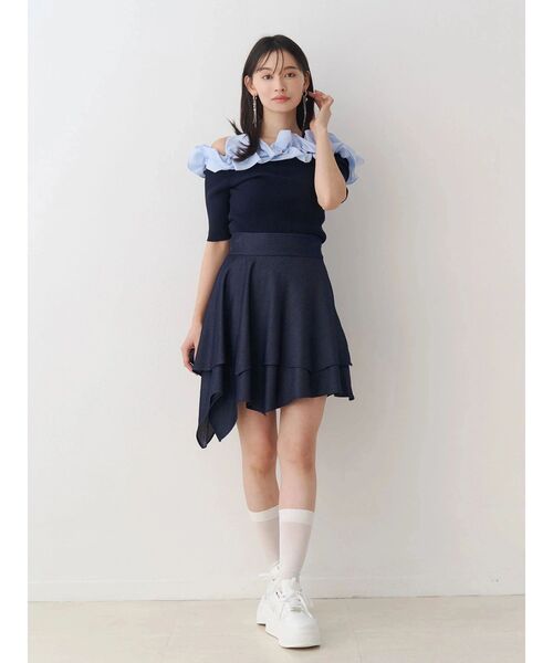 MERCURYDUO(マーキュリーデュオ)の「【セットアップ着用可】シャツランダムヘムミニスカート(スカート・レディース・ブラック/インディゴブルー・SMALL/MEDIUM)」の6枚目の写真