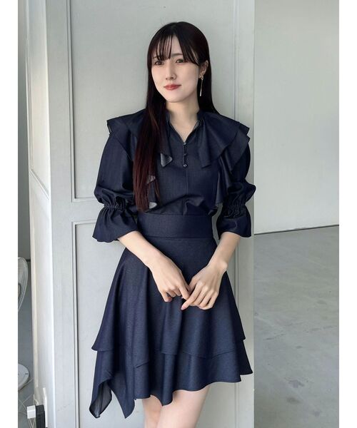 MERCURYDUO(マーキュリーデュオ)の「【セットアップ着用可】シャツランダムヘムミニスカート(スカート・レディース・ブラック/インディゴブルー・SMALL/MEDIUM)」の12枚目の写真