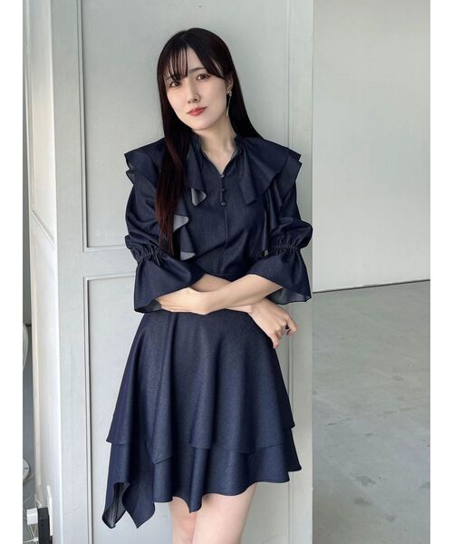 MERCURYDUO(マーキュリーデュオ)の「【セットアップ着用可】シャツランダムヘムミニスカート(スカート・レディース・ブラック/インディゴブルー・SMALL/MEDIUM)」の13枚目の写真