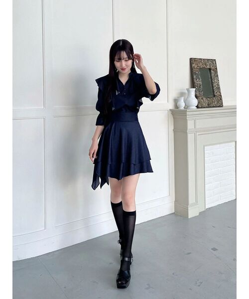 MERCURYDUO(マーキュリーデュオ)の「【セットアップ着用可】シャツランダムヘムミニスカート(スカート・レディース・ブラック/インディゴブルー・SMALL/MEDIUM)」の14枚目の写真