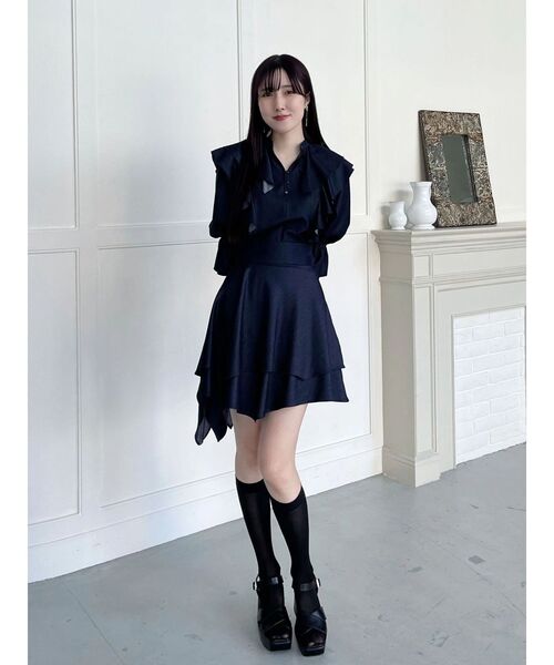 MERCURYDUO(マーキュリーデュオ)の「【セットアップ着用可】シャツランダムヘムミニスカート(スカート・レディース・ブラック/インディゴブルー・SMALL/MEDIUM)」の16枚目の写真