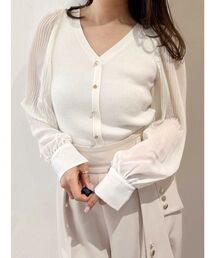 MERCURYDUO | 異素材スリーブカーデニット(ニット/セーター)