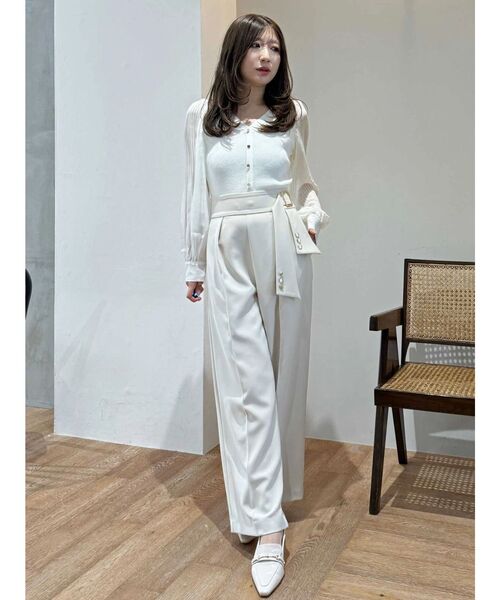 MERCURYDUO（マーキュリーデュオ）の「異素材スリーブカーデニット（ニット/セーター・レディース・アイボリー/オフホワイト・FREE）」の11枚目の写真