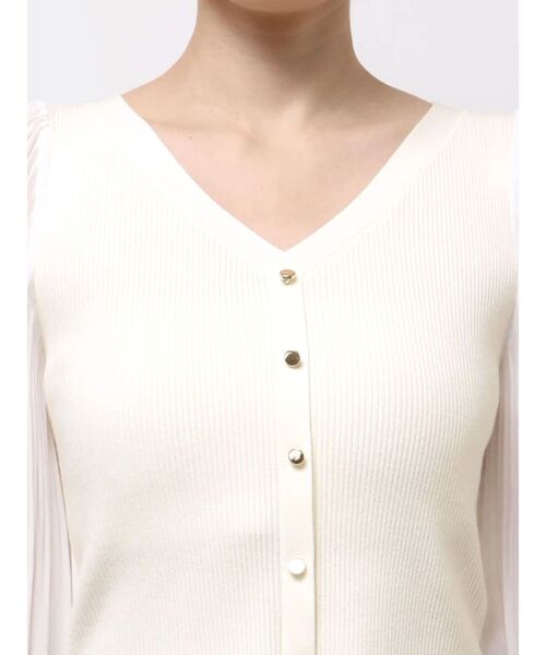 MERCURYDUO（マーキュリーデュオ）の「異素材スリーブカーデニット（ニット/セーター・レディース・アイボリー/オフホワイト・FREE）」の15枚目の写真