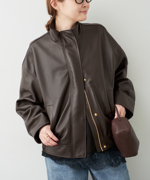 Deuxieme Classe Stand Collar レザーブルゾン　極美品 Stand Collar レザーブルゾン（ライダースジャケット）｜Deuxieme