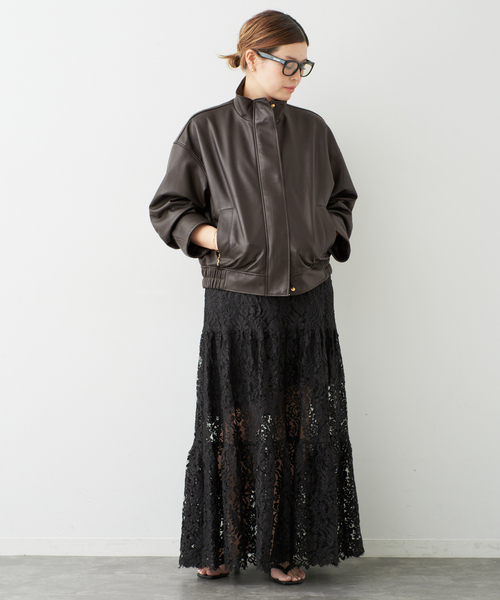 Deuxieme Classe Stand Collar レザーブルゾン　極美品 Stand Collar レザーブルゾン（レザージャケット）｜Deuxieme Classe