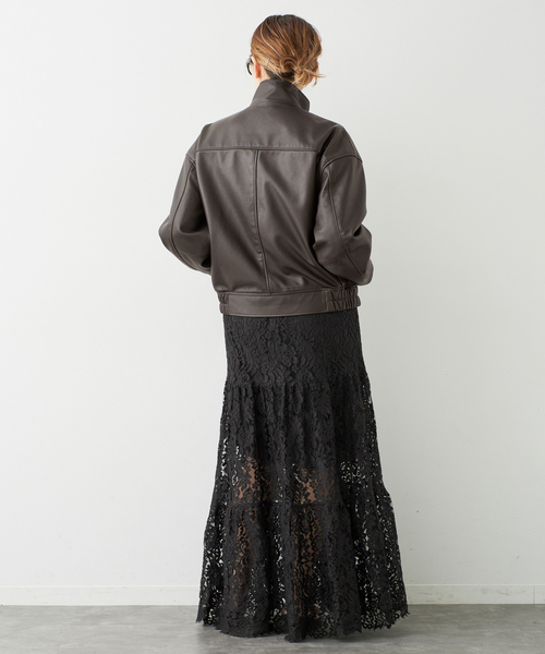 Deuxieme Classe（ドゥーズィエムクラス）の「*Stand Collar レザーブルゾン（ライダースジャケット・レディース・ブラウン・FREE）」の3枚目の写真