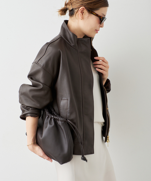 Deuxieme Classe（ドゥーズィエムクラス）の「*Stand Collar レザーブルゾン（ライダースジャケット・レディース・ブラウン・FREE）」の6枚目の写真