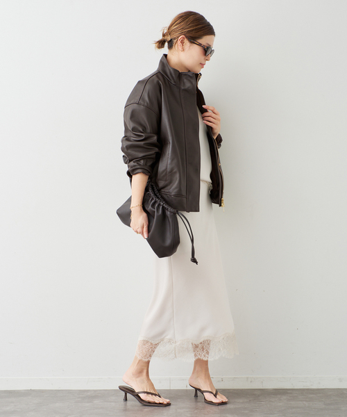 Deuxieme Classe（ドゥーズィエムクラス）の「*Stand Collar レザーブルゾン（ライダースジャケット・レディース・ブラウン・FREE）」の8枚目の写真