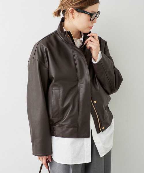 Deuxieme Classe（ドゥーズィエムクラス）の「*Stand Collar レザーブルゾン（ライダースジャケット・レディース・ブラウン・FREE）」の11枚目の写真