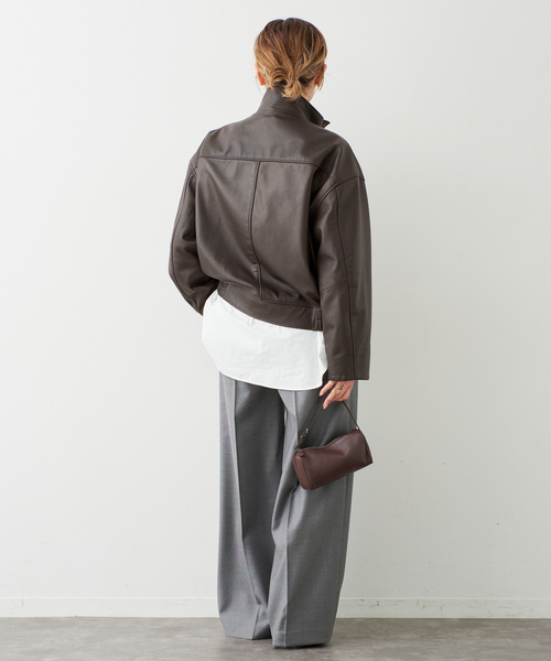 Deuxieme Classe（ドゥーズィエムクラス）の「*Stand Collar レザーブルゾン（ライダースジャケット・レディース・ブラウン・FREE）」の16枚目の写真