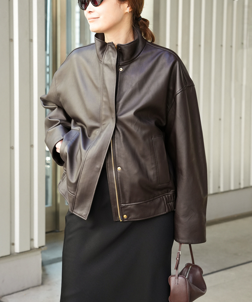 Deuxieme Classe（ドゥーズィエムクラス）の「*Stand Collar レザーブルゾン（ライダースジャケット・レディース・ブラウン・FREE）」の19枚目の写真