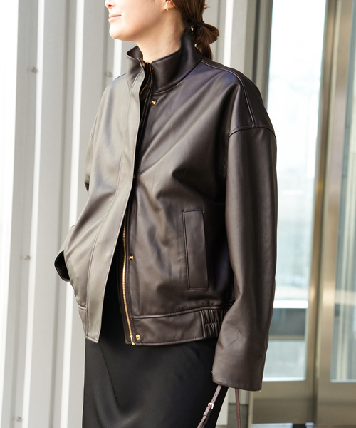 Deuxieme Classe（ドゥーズィエムクラス）の「*Stand Collar レザーブルゾン（ライダースジャケット・レディース・ブラウン・FREE）」の20枚目の写真