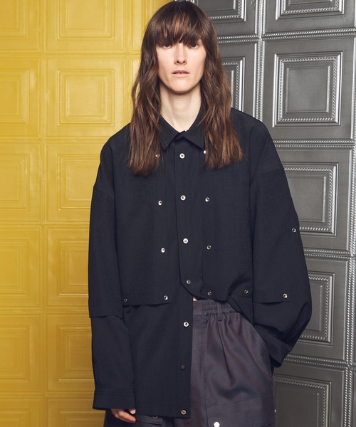 MAISON SPECIAL（メゾンスペシャル）の「《UNISEX》Yoke Rivets Prime-Over Shirt/ヨークリベットプライムオーバーシャツ【MAISON SPECIAL/メゾンスペシャル】（シャツ/ブラウス・メンズ・ブラック/ブラウン・2/1/0）」の2枚目の写真