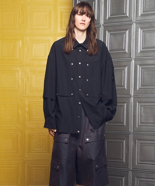 MAISON SPECIAL（メゾンスペシャル）の「《UNISEX》Yoke Rivets Prime-Over Shirt/ヨークリベットプライムオーバーシャツ【MAISON SPECIAL/メゾンスペシャル】（シャツ/ブラウス・メンズ・ブラック/ブラウン・2/1/0）」の6枚目の写真